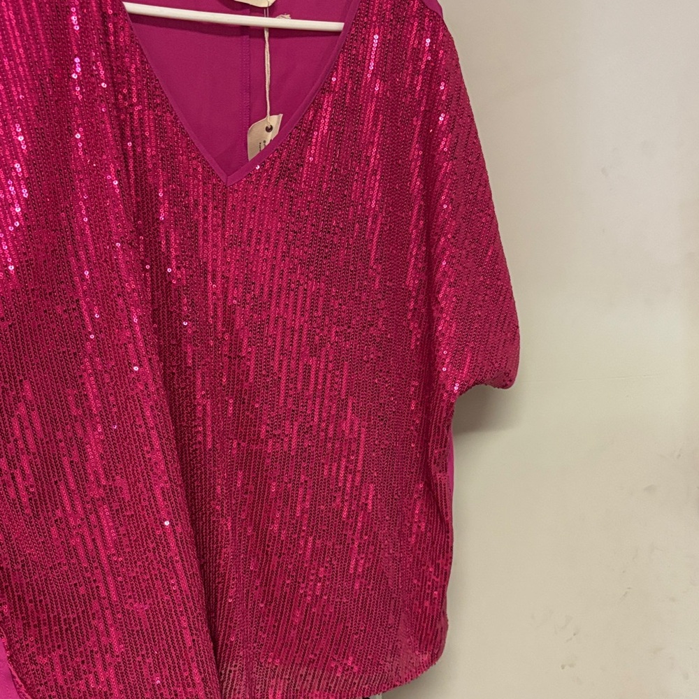NWT Savanna Jane Pink Sequin Women's Top - Picture 5 of 7
